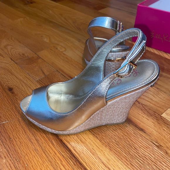 Lilly Pulitzer Shoes Lilly Pulitzer Gold Metallic Kristin Wedges Poshmark